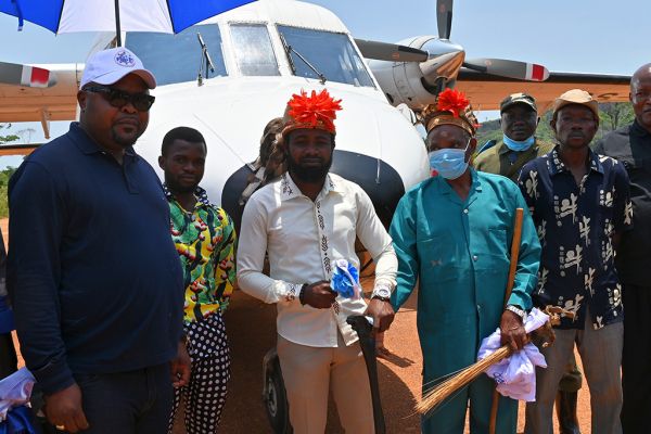 Chief Didi Senga at the opening ceremony of the new airstrip